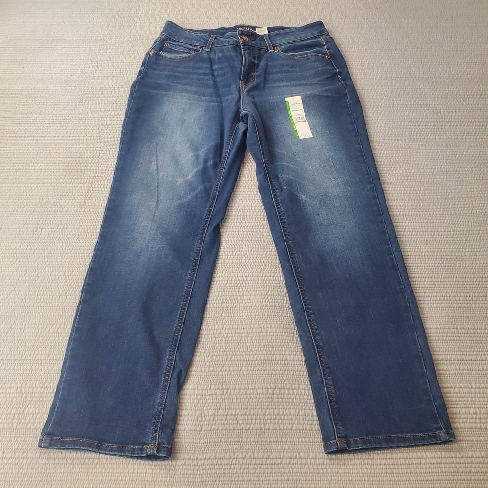 Medium Wash Straight Leg Jeans Womens 14 Blue Mid-Rise Relaxed TT32100028140MW